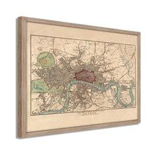 Cargar imagen en el visor de la galería, Digitally Restored and Enhanced 1815 London England Map Poster - Framed Vintage London Wall Art - Old City of London Map Print - History Map of London England Wall Art
