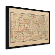 Load image into Gallery viewer, Digitally Restored and Enhanced 1892 North Dakota Map Poster - Framed Vintage State of North Dakota Wall Art - History Map of North Dakota -  Old Bismarck North Dakota State Map
