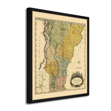 Cargar imagen en el visor de la galería, Digitally Restored and Enhanced 1814 Vermont Map Poster - Framed Vintage State of Vermont Wall Art - History Map of Vermont Poster - Restored Vermont State Map from Actual Survey
