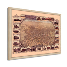 Cargar imagen en el visor de la galería, Digitally Restored and Enhanced 1901 San Jose California Map - Framed Vintage San Jose Wall Art - Old San Jose Poster - History Map of San Jose CA - Bird&#39;s Eye View of San Jose CA Map

