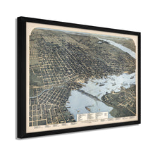 Cargar imagen en el visor de la galería, Digitally Restored and Enhanced 1893 Jacksonville Florida Map - Framed Vintage Jacksonville Wall Art - History Map of Jacksonville Florida - Old Bird&#39;s Eye View Map of Jacksonville FL

