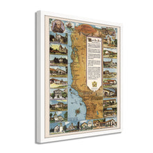 Load image into Gallery viewer, Digitally Restored and Enhanced 1949 California Map Poster - Framed Vintage Map of California Missions - Historic California Wall Art - Restored California Missions Map Print
