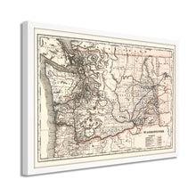 Load image into Gallery viewer, Digitally Restored and Enhanced 1888 Washington State Map Poster - Framed Vintage Washington Map - Old WA State Map - Restored Township &amp; Railroad Map of Washington State Poster
