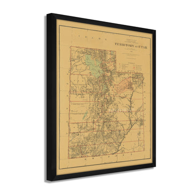 Digitally Restored and Enhanced 1879 Utah Map Poster - Framed Vintage Utah Wall Map - Old Map of Utah Poster - Restored Utah Wall Art - Historic Utah State Map - Territory of Utah Map