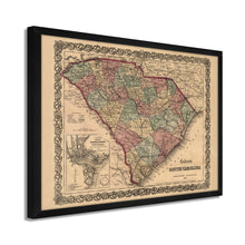 Load image into Gallery viewer, Digitally Restored and Enhanced 1865 South Carolina Map - Framed Vintage South Carolina Map - Old South Carolina State Map - Restored Map of SC - Colton&#39;s South Carolina Map Wall Art Poster
