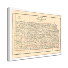 Cargar imagen en el visor de la galería, Digitally Restored and Enhanced 1898 Map of Kansas Poster - Framed Vintage Kansas Map Poster - Old Kansas Wall Art - Restored Kansas State Map - Historic State of Kansas Wall Map
