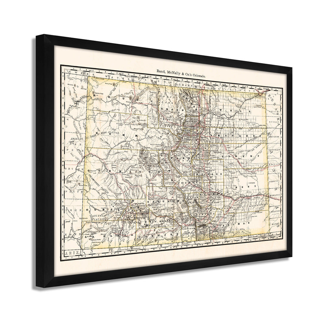 Digitally Restored and Enhanced 1879 Map of Colorado Poster - Framed Vintage Colorado Map Poster - History Map of Colorado Wall Art