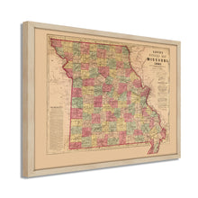 Load image into Gallery viewer, Digitally Restored and Enhanced 1861 Missouri Map Poster - Framed Vintage Missouri Wall Map  - Old Missouri State Map - Historic MO Map - Restored Official Map of Missouri Wall Art

