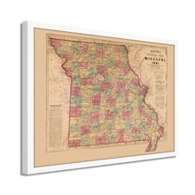 Load image into Gallery viewer, Digitally Restored and Enhanced 1861 Missouri Map Poster - Framed Vintage Missouri Wall Map  - Old Missouri State Map - Historic MO Map - Restored Official Map of Missouri Wall Art
