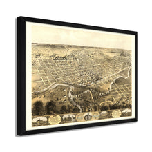 Load image into Gallery viewer, Digitally Restored and Enhanced 1868 Fort Wayne Indiana Map - Framed Vintage Fort Wayne Indiana Map - Old Fort Wayne Print - Bird&#39;s Eye View of Fort Wayne Indiana Wall Art Poster
