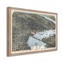 Load image into Gallery viewer, Digitally Restored and Enhanced 1893 Jacksonville Florida Map - Framed Vintage Jacksonville Wall Art - History Map of Jacksonville Florida - Old Bird&#39;s Eye View Map of Jacksonville FL
