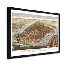 Load image into Gallery viewer, Digitally Restored and Enhanced 1876 Map of New York City Poster - Framed Vintage New York Map Print - Old New York Wall Art - Restored NYC Map - Historic Wall Map of New York City
