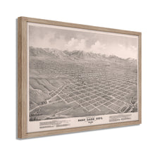 Load image into Gallery viewer, Digitally Restored and Enhanced 1875 Utah Map Poster - Framed Vintage Salt Lake City Map - Old Utah Wall Map - Restored Utah Wall Art - Bird&#39;s Eye View of Salt Lake City Utah Poster
