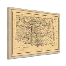 Load image into Gallery viewer, Digitally Restored and Enhanced 1887 Indian Territory Map - Framed Vintage Map of Indian Territory Oklahoma Wall Art - Old Indian Territory Map Compiled from The Official Records
