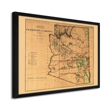 Load image into Gallery viewer, Digitally Restored and Enhanced 1876 Arizona Map Poster - Framed Vintage Arizona Wall Art - History Map of Arizona State Territory

