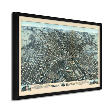 Digitally Restored and Enhanced 1874 Map of Syracuse New York - Framed Vintage Syracuse NY Map - Old Syracuse Wall Art - Bird's Eye View of Syracuse New York Map History