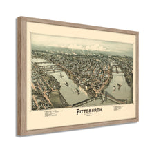 Load image into Gallery viewer, Digitally Restored and Enhanced 1902 Map of Pittsburgh Poster - Framed Vintage Pennsylvania Map - Old Pittsburgh Wall Art - Restored Bird&#39;s Eye View Map of Pittsburgh Pennsylvania
