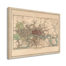Cargar imagen en el visor de la galería, Digitally Restored and Enhanced 1815 London England Map Poster - Framed Vintage London Wall Art - Old City of London Map Print - History Map of London England Wall Art
