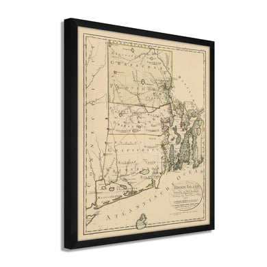 Digitally Restored and Enhanced 1797 Map of Rhode Island - Framed Vintage Rhode Island State Map - Old Rhode Island Poster - Historic RI Map - Restored Rhode Island Wall Art