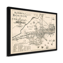 Cargar imagen en el visor de la galería, Digitally Restored and Enhanced 1722 Boston Massachusetts Map -Framed Vintage Boston Poster - History Map of Boston Framed Wall Art - Old Map of The Town of Boston in New England
