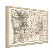 Load image into Gallery viewer, Digitally Restored and Enhanced 1888 Washington State Map Poster - Framed Vintage Washington Map - Old WA State Map - Restored Township &amp; Railroad Map of Washington State Poster
