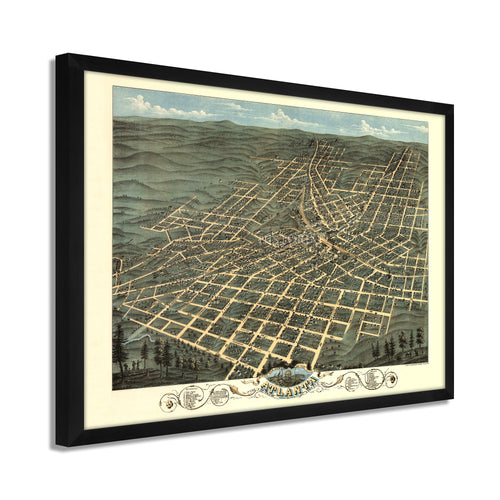 Digitally Restored and Enhanced 1871 Map of Atlanta Georgia - Framed Vintage Atlanta Poster - Atlanta Georgia Map History - Old Atlanta Wall Art - Bird's Eye View Map of Atlanta GA