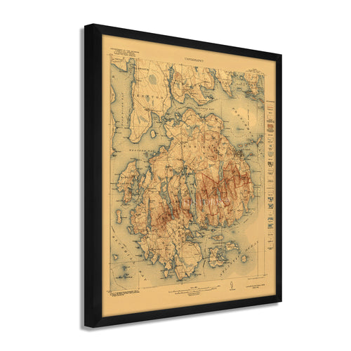 Digitally Restored and Enhanced 1922 Acadia National Park Map - Framed Vintage Map of Maine Poster - Old Map of Acadia National Park Map - Historic Maine Wall Art - Restored Maine Map