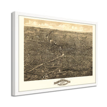 Load image into Gallery viewer, Digitally Restored and Enhanced 1880 Rochester Map - Framed Vintage New York Poster - History Map of Rochester NY Wall Art - Old New York Map - Bird&#39;s Eye View of Rochester NY Map

