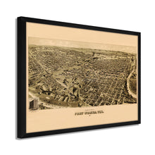 Load image into Gallery viewer, Digitally Restored and Enhanced 1891 Fort Worth Texas Map - Framed Vintage Fort Worth Map - Old Fort Worth Wall Art - Fort Worth TX Map History - Perspective Map of Fort Worth Poster
