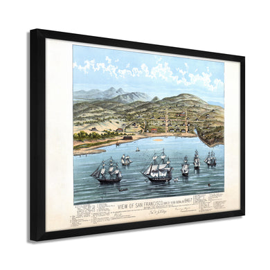 Digitally Restored and Enhanced 1884 San Francisco Map Print - Framed Vintage San Francisco Wall Art - Map of San Francisco Poster Formerly Yerba Buena - San Francisco Framed Wall Art