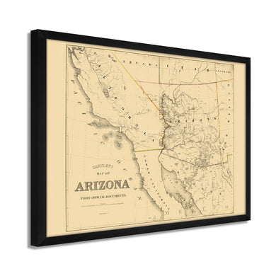 Digitally Restored and Enhanced 1865 Arizona Map Poster - Framed Vintage Arizona Map - History Map of Arizona - Old Arizona Wall Art