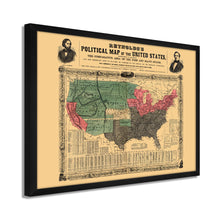 Load image into Gallery viewer, Digitally Restored and Enhanced 1856 United States Map Poster - Framed Vintage Map of USA - Old USA Map Poster - United States Wall Map - Political Map of United States Wall Art
