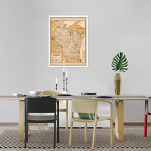 Load image into Gallery viewer, Digitally Restored and Enhanced 1900 Wisconsin Map Poster - Framed Vintage Wisconsin Wall Art - Old Railroad Map of Wisconsin Poster
