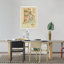 Load image into Gallery viewer, Digitally Restored and Enhanced 1880 Rhode Island State Map - Framed Vintage Rhode Island Poster - Old Rhode Island Wall Art - Historic  Map of Rhode Island &amp; Providence Plantations
