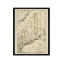 Cargar imagen en el visor de la galería, Digitally Restored and Enhanced 1798 Map of Maine Poster - Framed Vintage Maine Map Poster - Old Maine Wall Art - Restored State of Maine Map Showing Counties &amp; Civil Subdivisions
