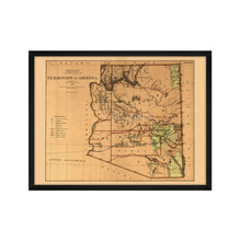 Load image into Gallery viewer, Digitally Restored and Enhanced 1876 Arizona Map Poster - Framed Vintage Arizona Wall Art - History Map of Arizona State Territory

