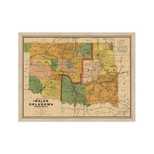 Load image into Gallery viewer, Digitally Restored and Enhanced 1892 Indian and Oklahoma Territories Map - Framed Vintage Oklahoma Map - Old Map of Oklahoma State Poster - Indian Territory Map &amp; Oklahoma Map Poster
