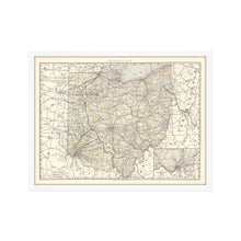 Load image into Gallery viewer, Digitally Restored and Enhanced 1894 Ohio Map Poster - Framed Vintage Ohio State Wall Art - History Map of Ohio State Poster Print
