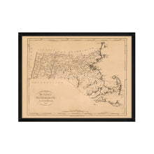 Cargar imagen en el visor de la galería, Digitally Restored and Enhanced 1796 Massachusetts State Map Print - Framed Vintage Map of Massachusetts Poster - Old Massachusetts Wall Art - Restored Map of Massachusetts State
