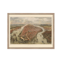 Load image into Gallery viewer, Digitally Restored and Enhanced 1865 New York Wall Art Map -Framed Vintage New York Map Print - New York City Wall Art - Old NYC Map - Bird&#39;s Eye View of New York City Map &amp; Environs
