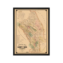 Cargar imagen en el visor de la galería, Digitally Restored and Enhanced 1895 Napa County California Map - Framed Vintage Napa Wall Art - Old California Wall Map History
