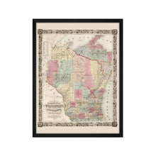 Load image into Gallery viewer, Digitally Restored and Enhanced 1851 Wisconsin State Map - Framed Vintage Wisconsin Map - Old Map of Wisconsin Wall Art - Restored Township Map of the State of Wisconsin Wall Map
