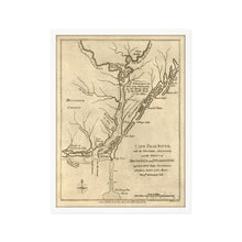 Load image into Gallery viewer, Digitally Restored and Enhanced 1781 Cape Fear River Map - Framed Vintage Map of North Carolina Poster - Old North Carolina Wall Art - Restored Cape Fear River NC Map Poster
