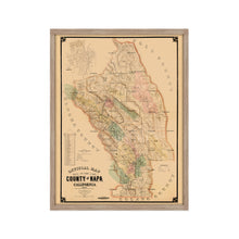 Load image into Gallery viewer, Digitally Restored and Enhanced 1895 Napa County California Map - Framed Vintage Napa Wall Art - Old California Wall Map History
