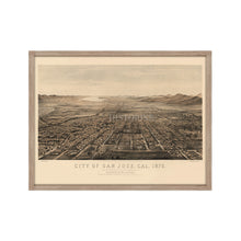 Load image into Gallery viewer, Digitally Restored and Enhanced 1875 San Jose California Map Poster - Framed Vintage San Jose Wall Art - History Map of California - Old Bird&#39;s Eye View Map of San Jose CA
