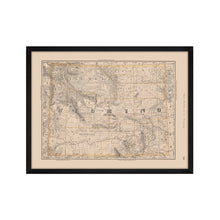 Load image into Gallery viewer, Digitally Restored and Enhanced 1891 Wyoming Map Poster - Framed Vintage Wyoming Map - Restored Wyoming State Map Print - History Map of Wyoming Poster - Old Wyoming Wall Art
