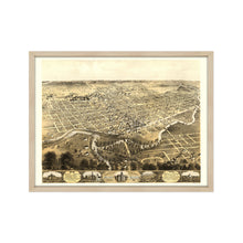 Load image into Gallery viewer, Digitally Restored and Enhanced 1868 Fort Wayne Indiana Map - Framed Vintage Fort Wayne Indiana Map - Old Fort Wayne Print - Bird&#39;s Eye View of Fort Wayne Indiana Wall Art Poster
