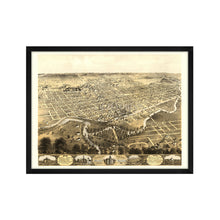 Load image into Gallery viewer, Digitally Restored and Enhanced 1868 Fort Wayne Indiana Map - Framed Vintage Fort Wayne Indiana Map - Old Fort Wayne Print - Bird&#39;s Eye View of Fort Wayne Indiana Wall Art Poster
