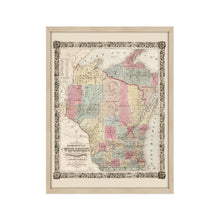 Load image into Gallery viewer, Digitally Restored and Enhanced 1851 Wisconsin State Map - Framed Vintage Wisconsin Map - Old Map of Wisconsin Wall Art - Restored Township Map of the State of Wisconsin Wall Map
