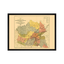 Load image into Gallery viewer, Digitally Restored and Enhanced 1884 Cherokee Nation History Map - Framed Vintage Map of Indian Tribes - Old Cherokee Nation Wall Art - Historic Oklahoma Map - American Indian Map
